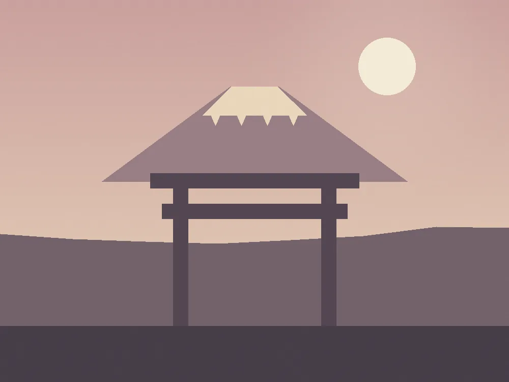 富士山本宮淺間大社的插畫